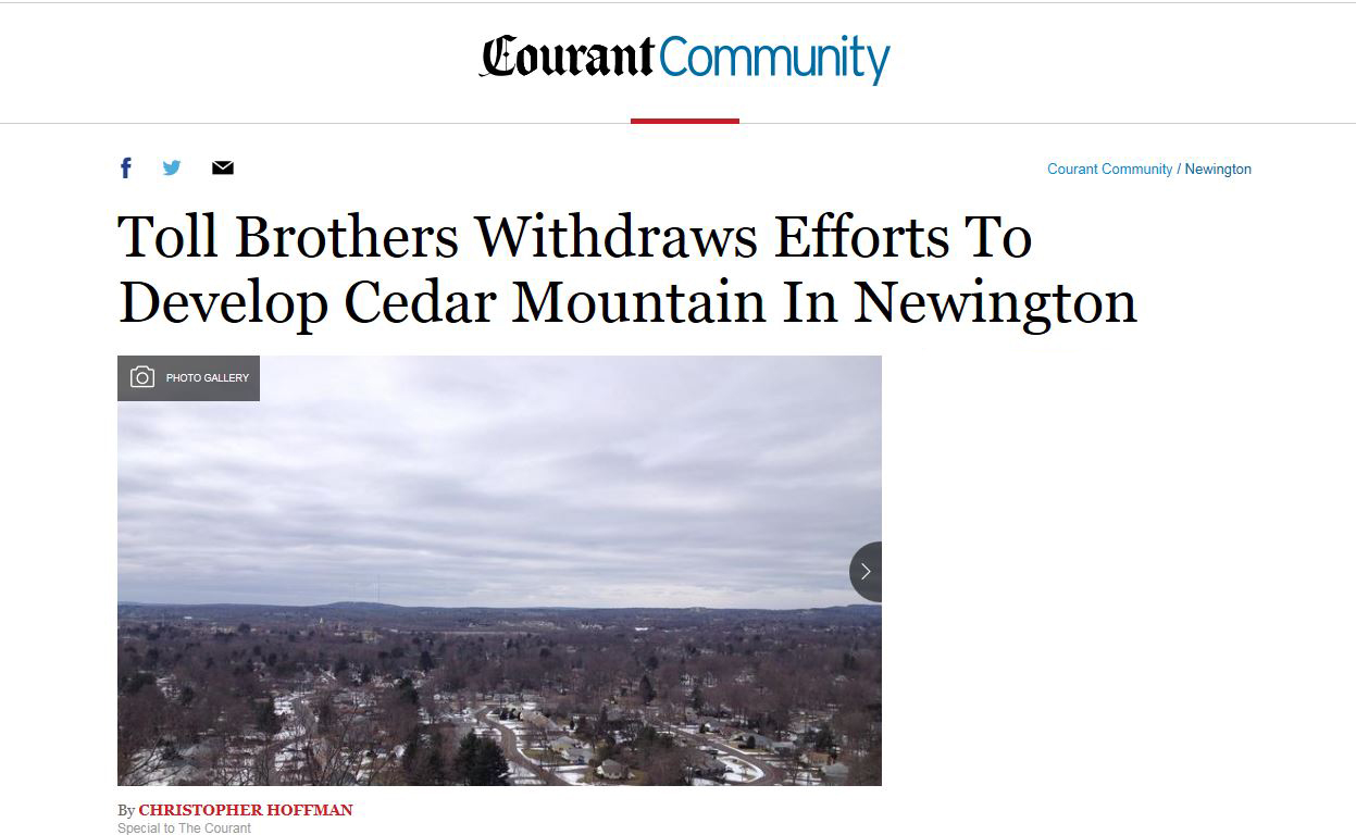 Toll Brothers Withdraw Efforts to Develop Cedar Mountain